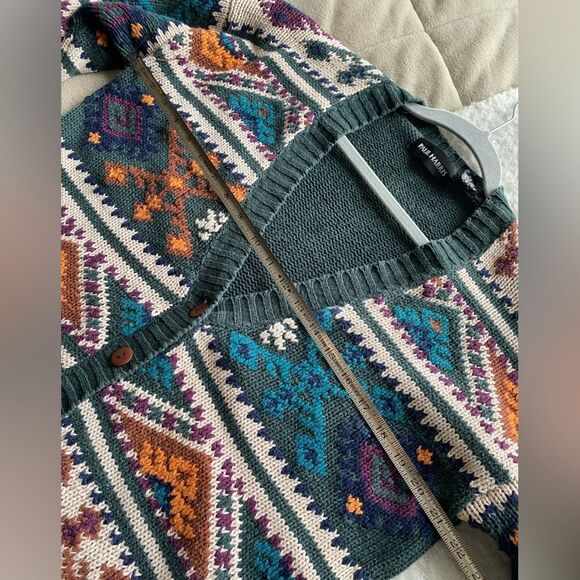 Vintage Paul Harris Aztec Western Print Cozy Knit Buttoned Cardigan Size Small - Picture 6 of 6